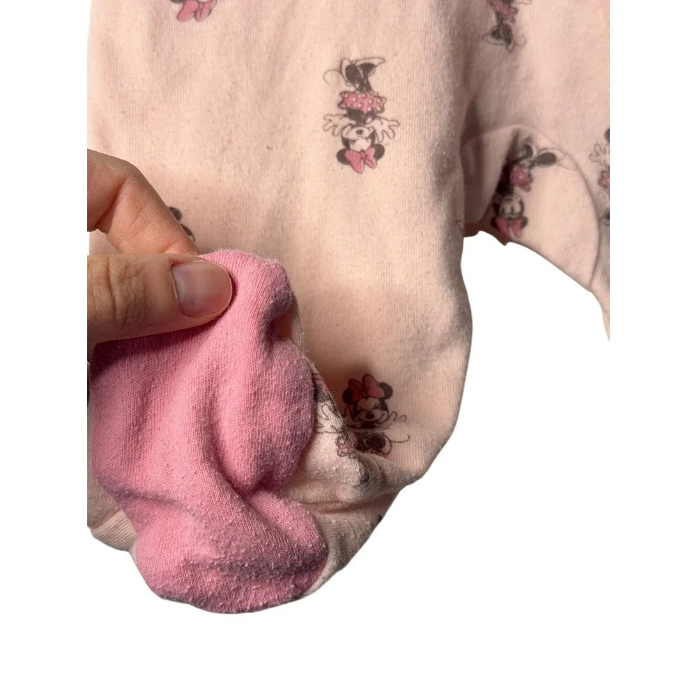 Disney Baby 0-3M Baby Girl Minnie Mouse Sleep Play Pajamas Pink‎ Full Zip Footie